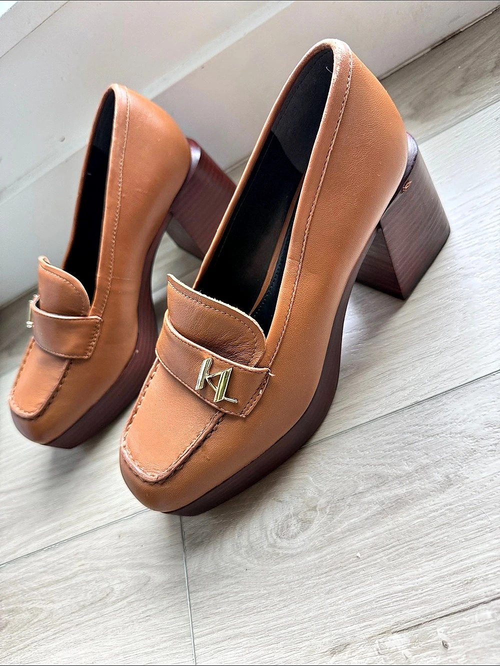Karl Lagerfeld Paris Gwen Karl Loafers Brown Heeled Loafers